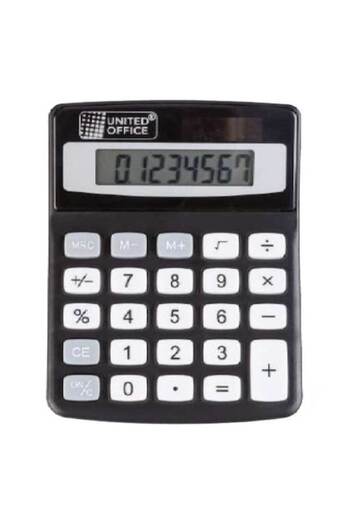 SOHO Desktop Calculator with Solar or Battery Power, 8-Digit Display, Black