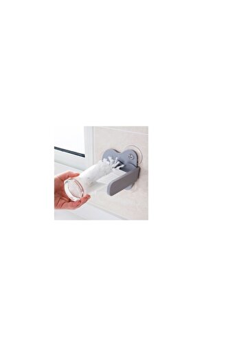Bibilel Double Brush for Glasses and Containers, Suction Fixation, 18cm, Grey, BBLFMD260