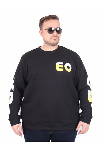MocGrande Large Size Crew Neck Sweat Double Face Pike Eo 25703 Black