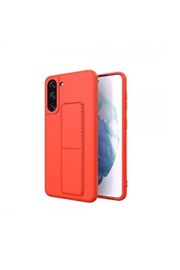 Bibilel Protective Case with Magnetic Metal Stand for Samsung Galaxy S21, Silicone, Red, CRB-BBL3783