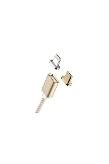 SOHO Cablu de încărcare magnetic Micro USB/Lightning 1m, textil, auriu