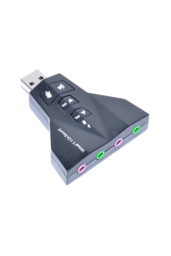 Bibilel USB Sound Card 7.1, 2 microphone inputs, 2 headphone outputs, Black, AXT-BBL3557