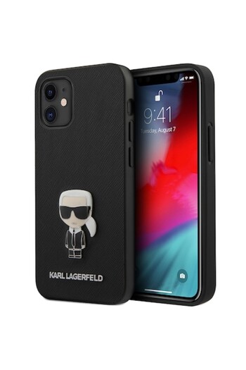 Karl Lagerfeld Case for Apple iPhone 12 Mini, Karl Lagerfeld, Saffiano Iconik, Black