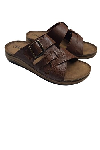 Benittokids Enova Men's Orthopedic Buckle Stitched Stylish Home and Outdoor Faux Leather Men's Slippers