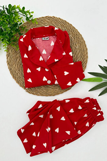 zahider Girl's Cotton Button-Down Suede Shirt Collar Pajama Set