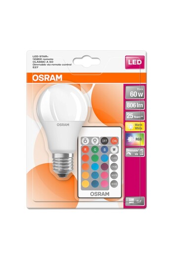 Osram Bec LED RGB A60 cu telecomandă, E27, 9W (60W), 806 lm