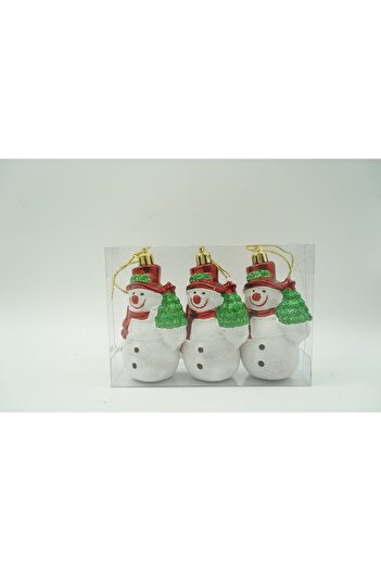 Flippy Set of 3 Christmas tree ornaments, Flippy, Snowman type, White/Red, plastic, glitter finish