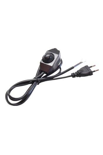 SOHO Cable with flat EU plug and switch with voltage regulator, 6A, 2 wires x 0.5mm, 1.5m, Black