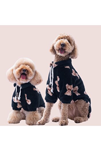 Pettrend Black Soft Bear Large Breed Sweat Medium Large Breed Dog Outfit Plush Sweat