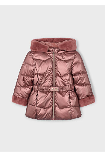 MAYORAL 4-10 Years Old Girl's Bright Pink Color, Fleece Inside, Water Repellent and Windproof Coat