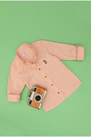 U.S. Polo Assn. Boy's Orange Long Sleeve Basic Shirt