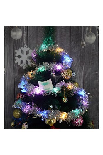 Flippy Christmas Tinsel with LED, Silver, Snowflake Model, 2m x 5cm, PVC, Artificial,