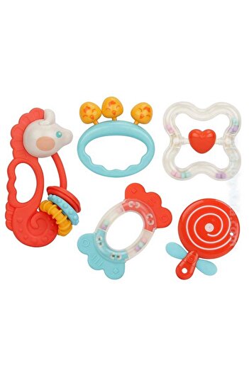 huanger - Baby Rattles & Teether Sensory Set 5pcs - Multicolor