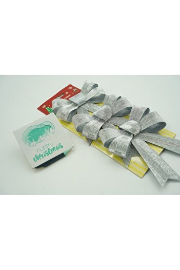 Flippy Set of 3 Christmas tree bows, Silver, 10 x 11 cm, made of polyester,