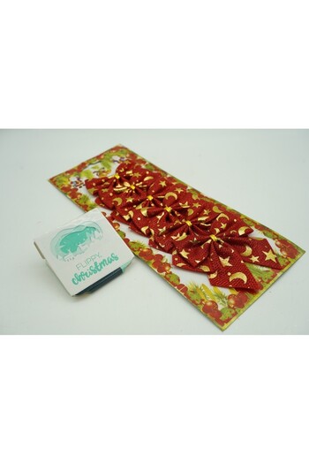 Flippy Set 6 Red Tree Bows with Stars, 8 x 8 cm, Polyester,