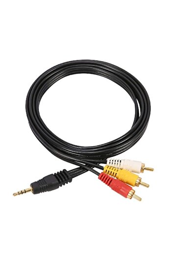 Bibilel Cable Connector 3 RCA to Jack 3.5 mm Male for Video Camera, 1.5 m, Black