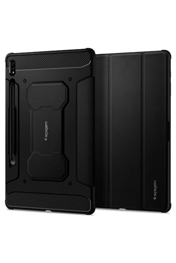 Bibilel Carcasă de protecție TPU pentru Samsung Galaxy Tab S7 (T870) 11 inch, armură completă ranforsată, neagră