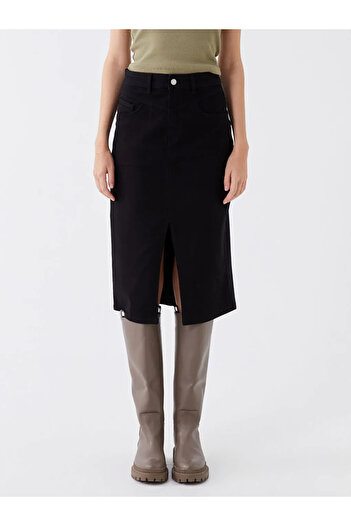 LC Waikiki Lcw Vision Black Slim Fit Women's Jean Skirt