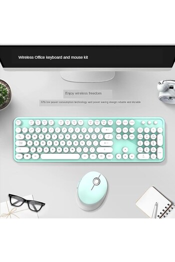 Bibilel Kit multimedia keyboard and wireless mouse, 2.4 GHz, 1600 DPI, 3 buttons and scroll, Sweet edition,