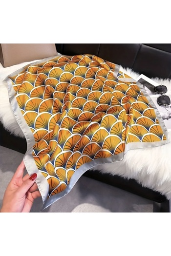 Accessories Hei Orange Patterned Stylish Silk-Look Square Scarf Foulard Women's Accessory