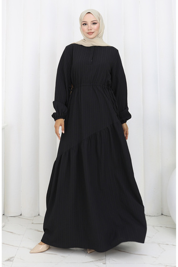 sefamerve Gathered Skirt Dress 2157-01 Black