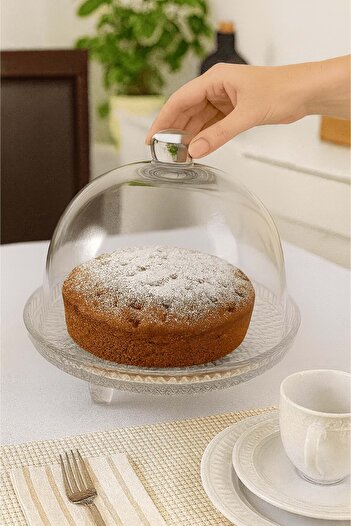 Jenisa Glass Covered Pedestal Cake and Pastry Presentation Fan 22 cm