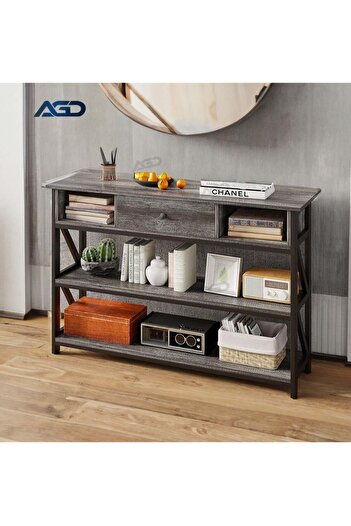 AGD 3-Tier Console Table with Drawer, Artificial Wooden Shelves for Living Room Sofa, Foyer, Kitchen