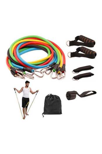 Generic Nouan 11 Pcs Resistance Fitness Band Set With Stackable Exercise Bands Legs Ankle Straps Multifuncti