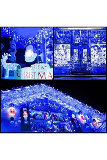 BellFyd 4 Meters of Curtains - Blue Fringe, For Exterior and Interior, Interconnectable, Home Decoration