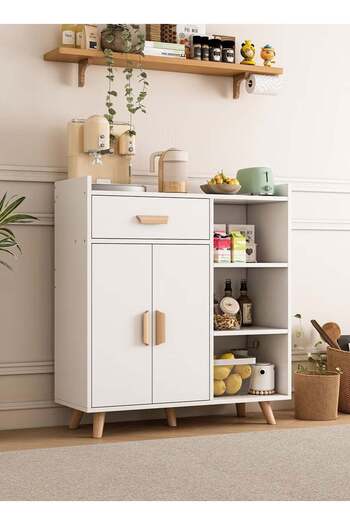 AGD Coffee Corner Cabinet with Storage Drawer, Sideboard with Adjustable Tier, Kitchen Storage Cabin