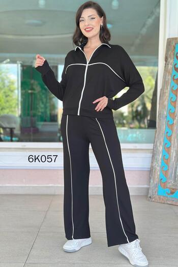 İnce Topuk Stripe Detail Zippered Modal Suit 6K057