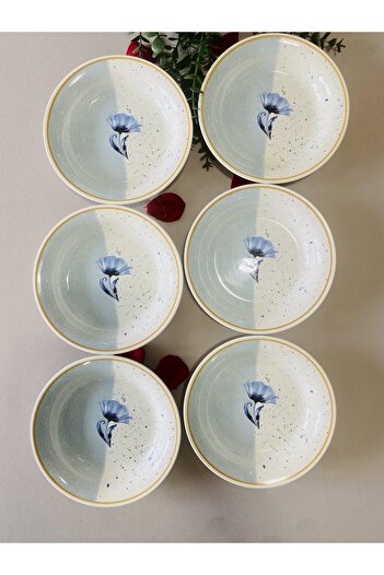 VENÜS HOME DECORATION Blue Poppy 6 Dinner Plates
