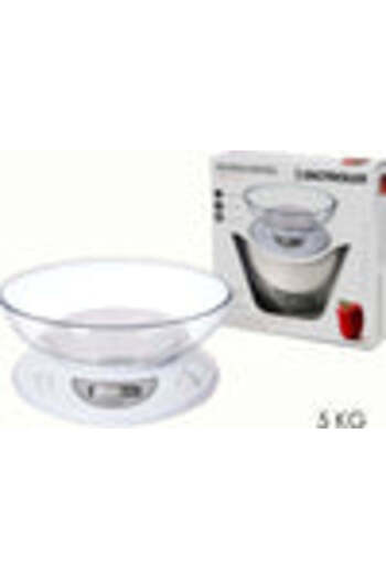 Dictro Lux Digital Kitchen Scale with Battery, Weighs Up to 5kg, White LCD Display