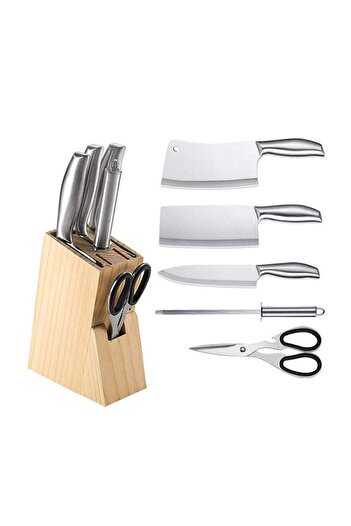 AGD 5-Piece Knives Set With Stand Stainless Steel 17x36x15cm Black/Silver