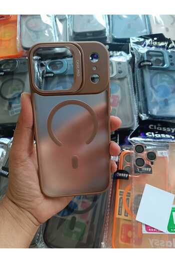 Kılıforyum iPhone 17Promax Magsafe Supported Matte Transparent Silicone Case + Lens Protection Gift + Stand Function