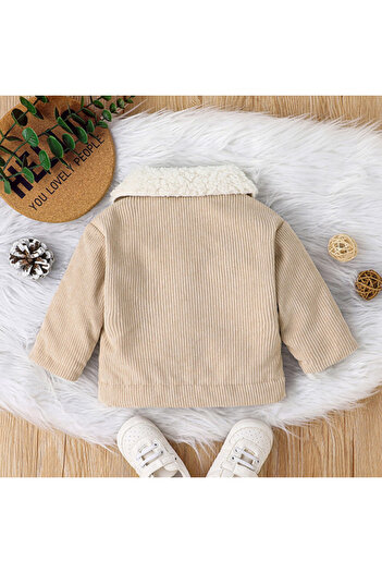 Superbaby Cream ribbed fur jacket