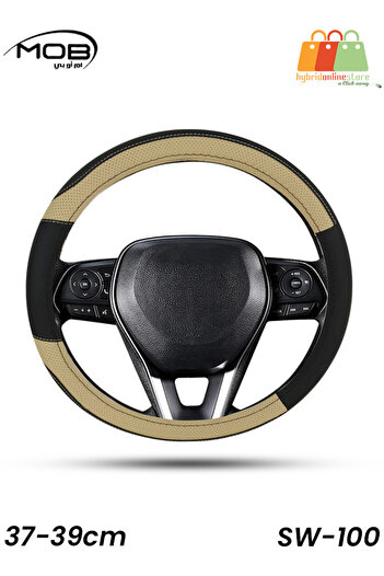 Mob Steering Wheel Cover Universal 37–39cm – Leather, Sweat-Proof, Easy Fit, Round Model