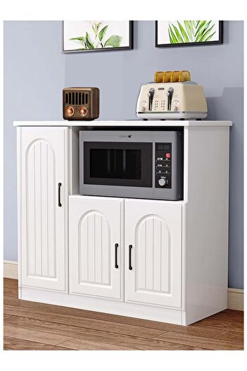 AGD Multifunctional Kitchen Storage Cabinet, Modern Sideboard with Microwave Organizer, Freestanding