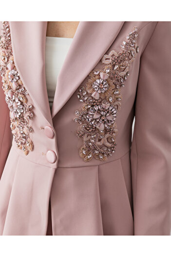 VUNTAL Hand Embroidered Volanli Blazer and Skirt Two-Piece Set