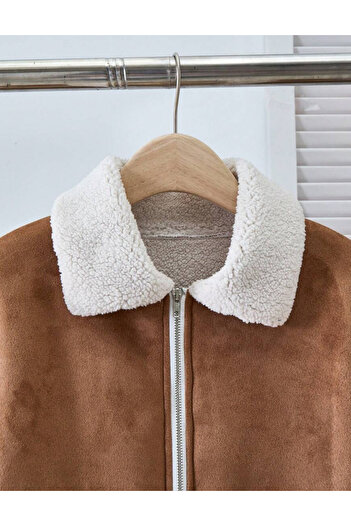 SHEIN fur coat, brown