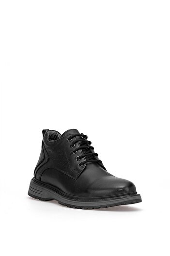 Ayakkabı Fuarı Elit 25Knbl5025 Men's Genuine Leather Flat Boots Black