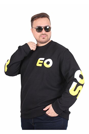 Starbattal Large Size Crew Neck Sweat Double Face Pike Eo 25703 Black