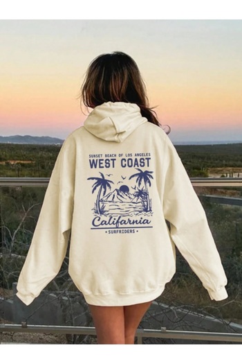 AFROGİYİM Unisex Weatcoast Printed Hooded Sweatshirt with 2 Threads