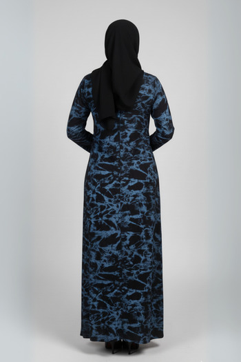 Muchmy Women's abaya Blue Abaya for Girl's Full Button Closure with Scarp Arabic Abaya Lady's Abaya