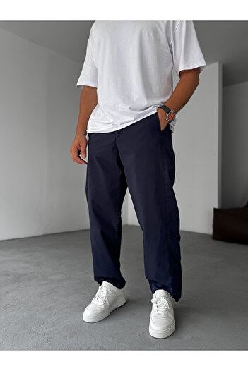 BYBASICMAN Navy Blue Side Stitched Trousers Yp-5029
