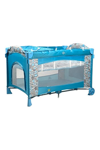 ALBADER 2-in-1 Baby Crib and Playpen with Large Umbrella-Style Canopy, Mosquito Net, Convertible Toddler Bed