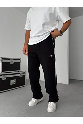 BYBASICMAN Black Pm Embroidered Pipe Leg Ribbed Tracksuit Pm-11