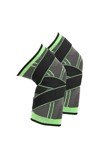 GermaNova Set 2 Knee Supports - Design, Textile and Nylon, Black/Green-L