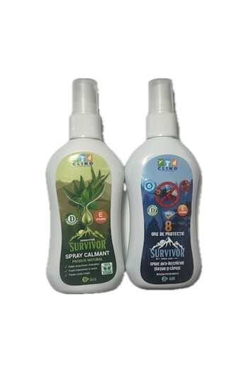 Clino Pachet 1+1 Survivor Spray Repelent anti-țânțari și căpușe + calmant
