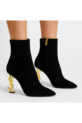 Beeyzi Gold Metal Heeled Stylish Women's Boots